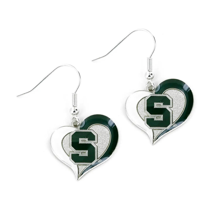 Michigan State Swirl Heart Earrings