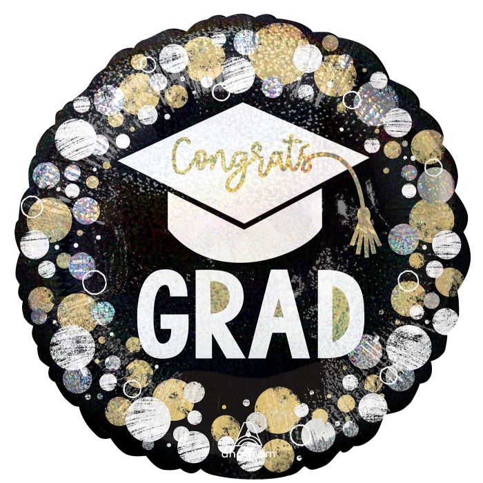 Congrats Grad Circles & Dots 18" Foil Balloon
