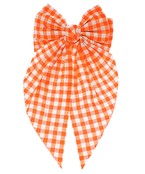Orange and White Check Hair Bow