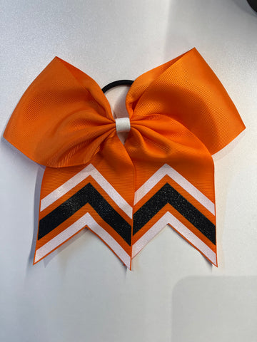 Orange Herringbone Sparkly Bow