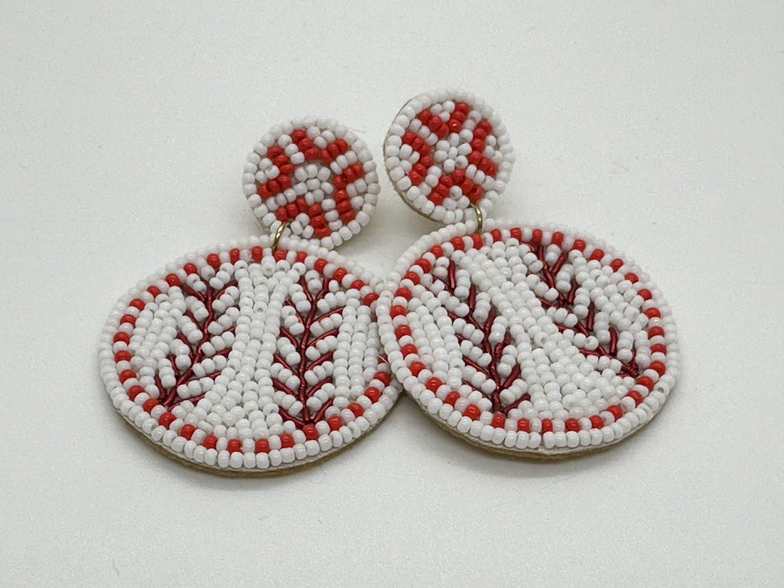 Baseball Beaded Earrings