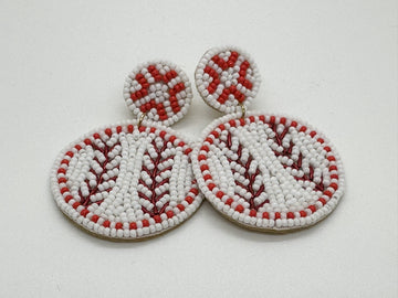 Baseball Beaded Earrings
