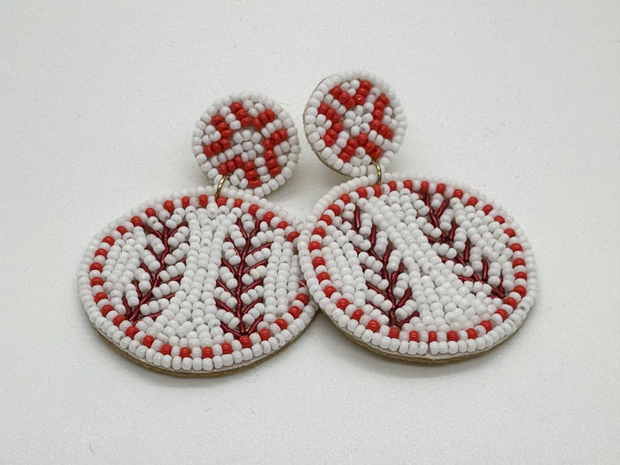 Baseball Beaded Earrings