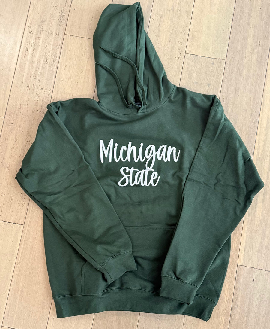 Michigan State Puff Embroidered Hoodie