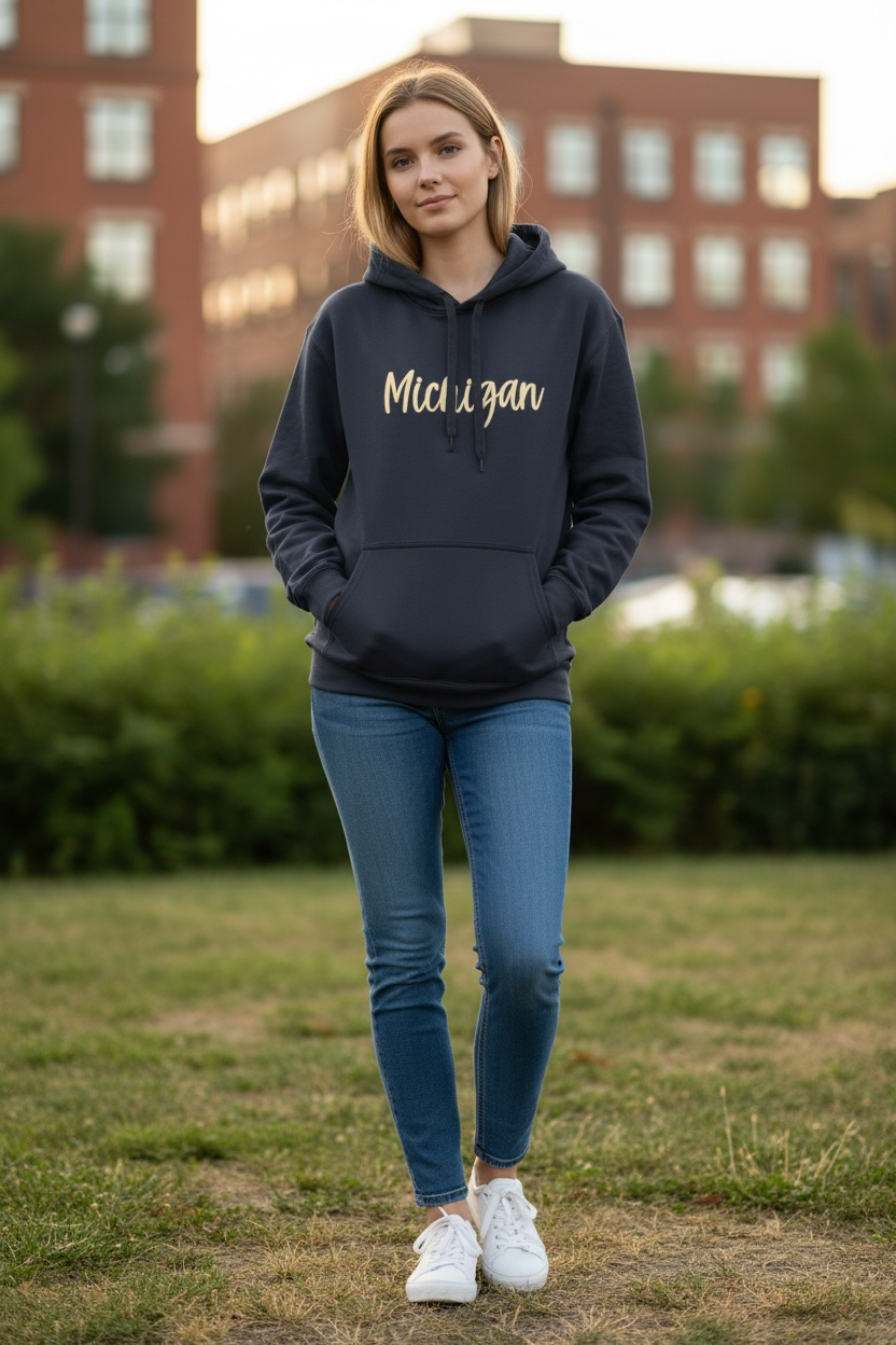 Michigan Puff Embroidered Hoodie