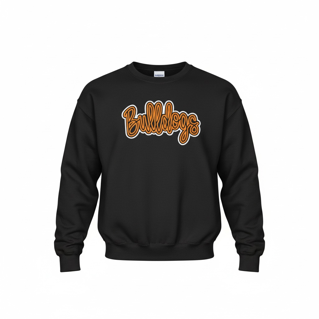 Bulldogs Stadium Script Embroidered crewneck