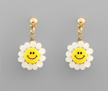 Smiley Face Flower Earring