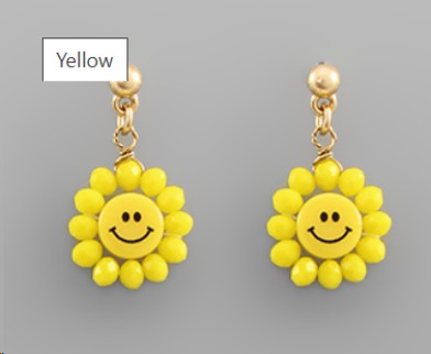 Smiley Face Flower Earring