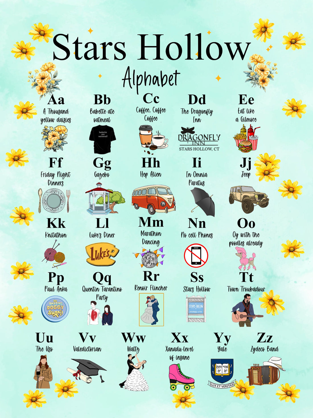 Stars Hollow Alphabet Sherpa Blanket