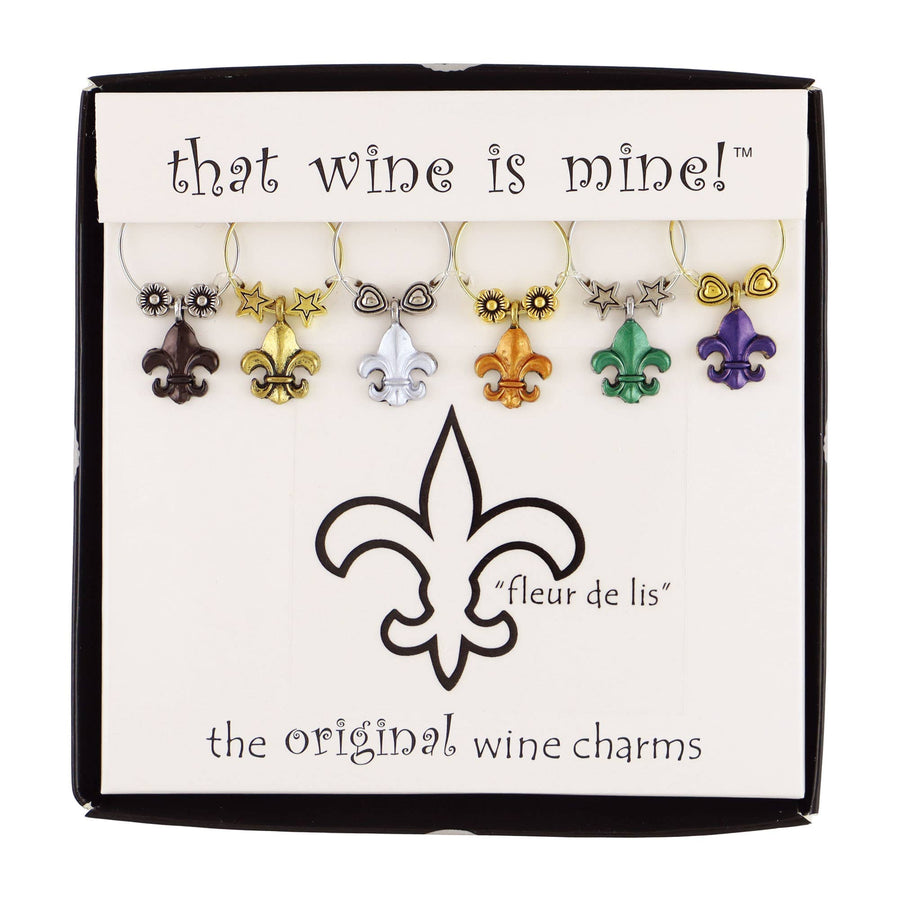 6-Piece Fleur de Lis Painted Wine Charms