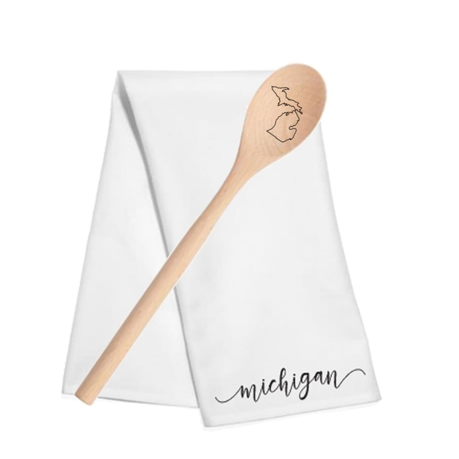 Michigan Tea Towel & Wooden Spoon