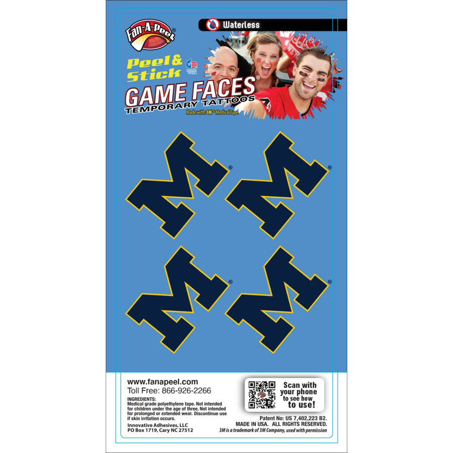 Michigan Game Faces® Temporary Tattoos