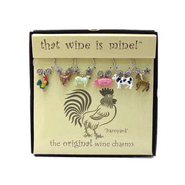 6-Piece Barnyard Painted Wine Charms