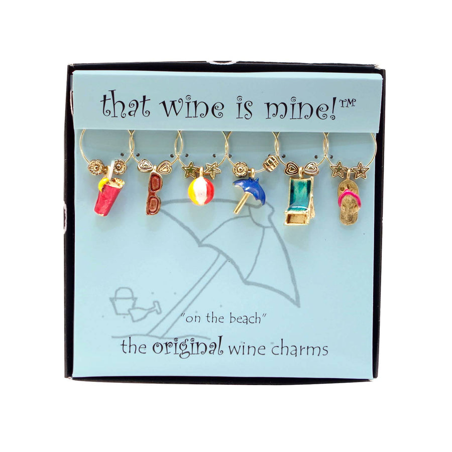 6-Piece On the Beach Painted Wine Charms