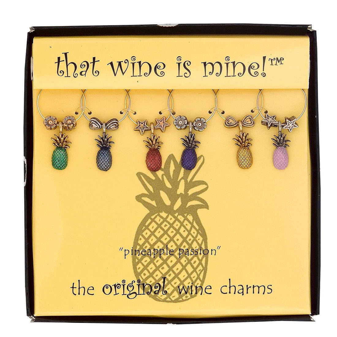 6-Piece Pineapple Painted Wine Charms