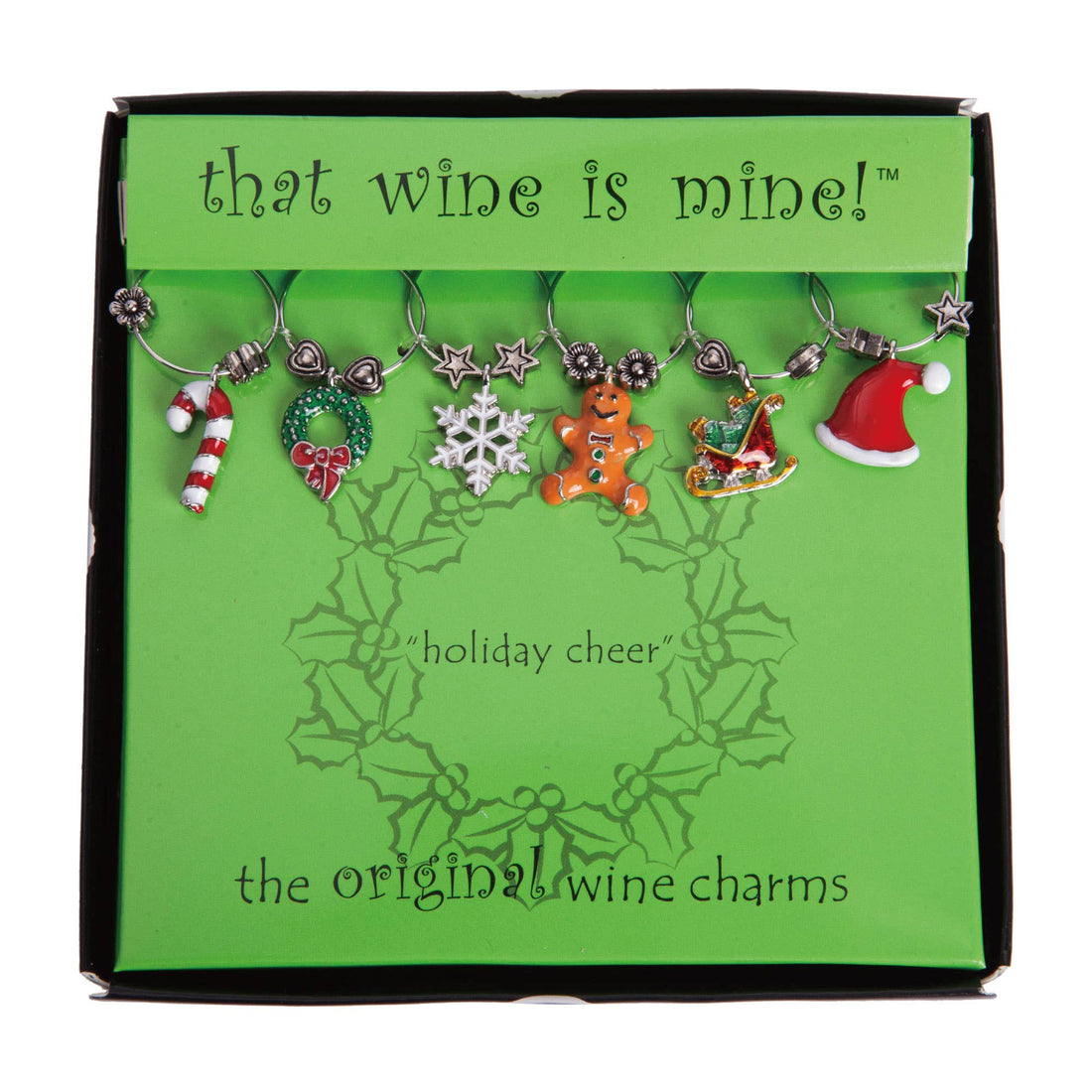 6-Piece Holiday Cheer Painted Wine Charms