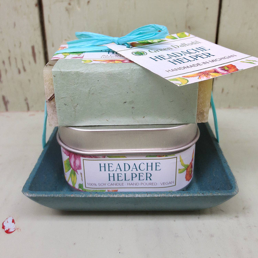 Headache Helper Candle & Soap Dish Kit - Gift