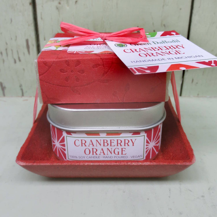 Cranberry Orange Candle & Soap  Dish Kit - Holiday Gift