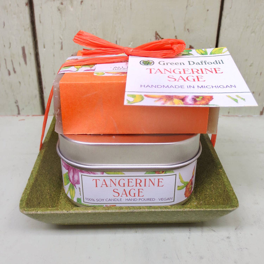 Tangerine Sage Candle & Soap Dish Kit - Gift