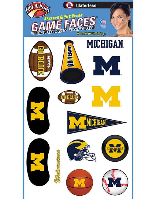 Michigan Game Faces® Temporary Tattoos