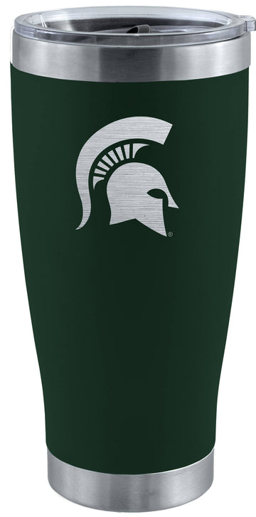 20 oz Green SS Tumbler with Etched Logo - Michigan State