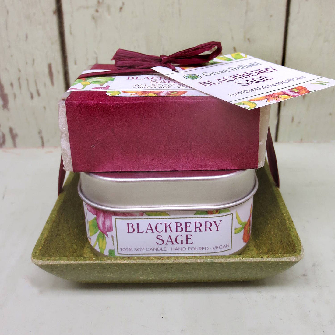 Blackberry Sage Candle & Soap Dish Kit - Gift Set