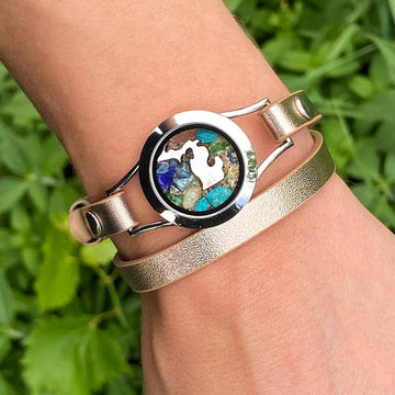 Rose Gold and Silver Plain Great Lakes Beach Leather Wrap