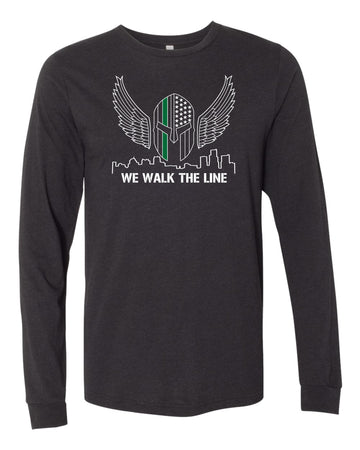 We Walk The Line Long Sleeve Tee - Black Heather