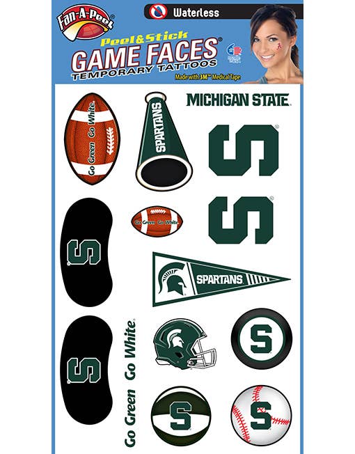 Michigan State Game Faces® Temporary Tattoos
