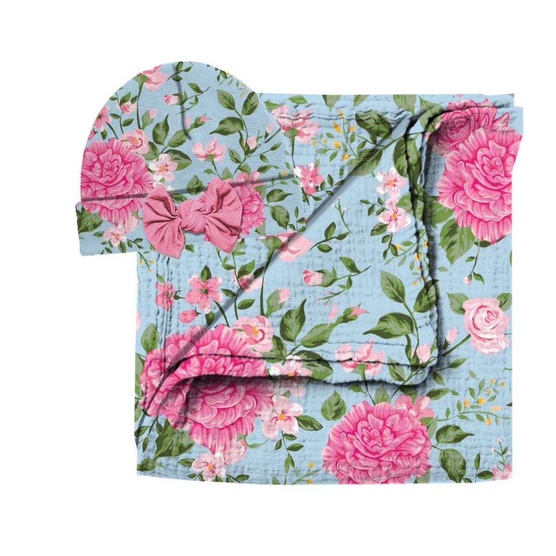 Carnation Swaddle & Beanie Set