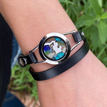 Black & Silver Plain Great Lakes Beach Leather Bracelet