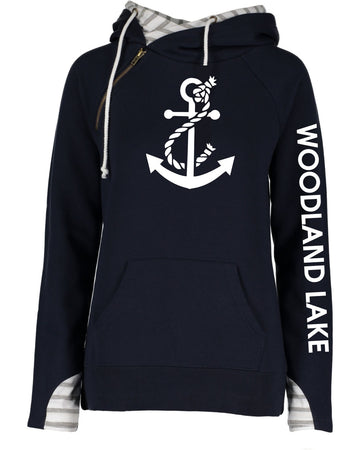 Woodland Lake Anchor Ladies Double Hood Hoodie