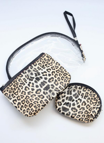 Animal Print Cosmetic Pouch - set of 3