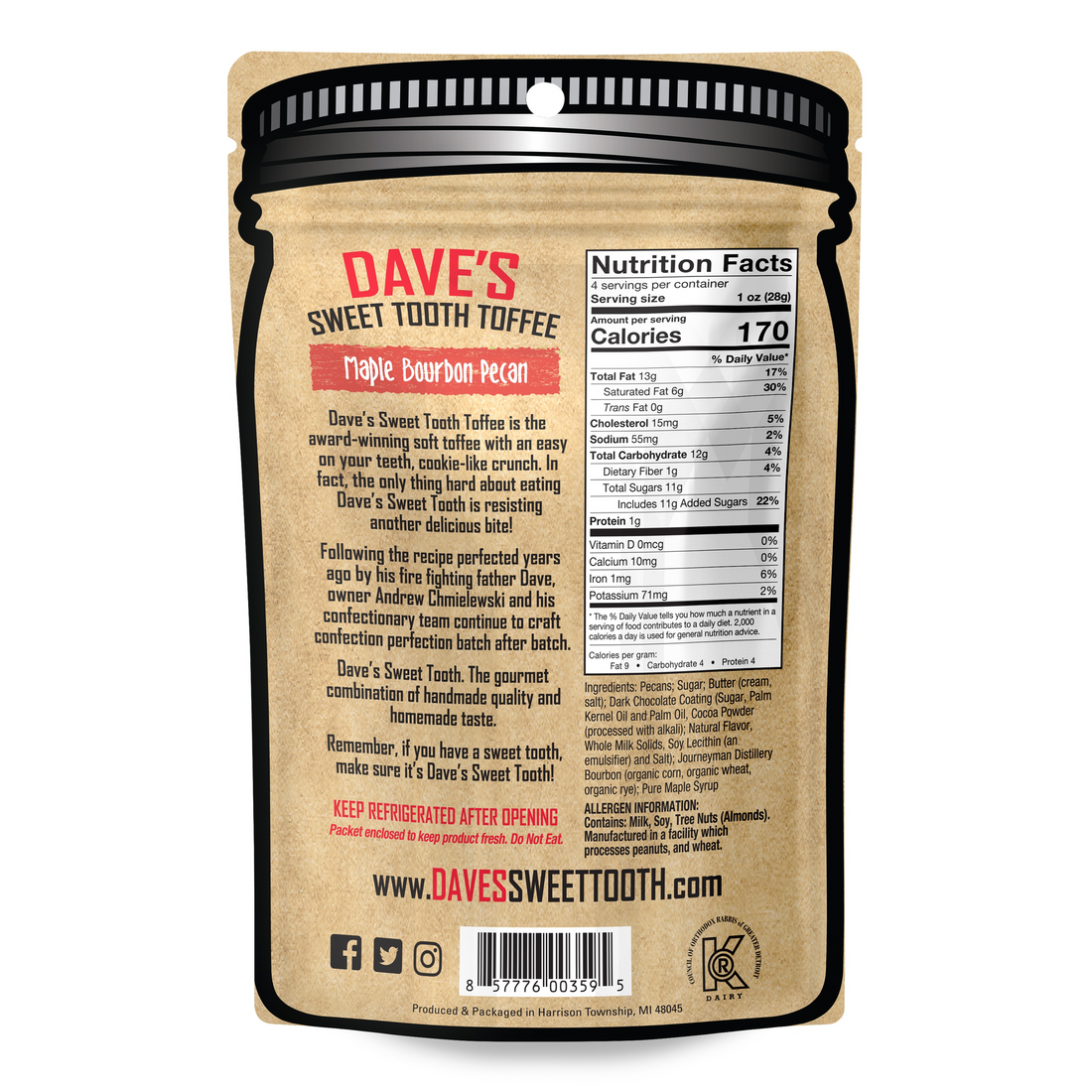 Dave's Sweet Tooth Toffee - Maple Bourbon Pecan