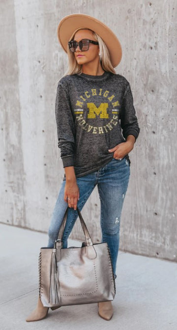 Michigan Wolverines "Vintage Days" Acid Wash Long Sleeve Tee