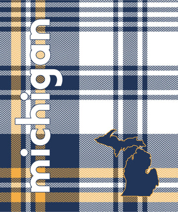 Michigan "Big Plaid" Sherpa Blanket - Navy