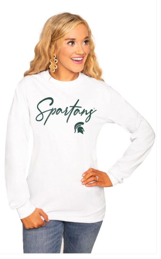 MSU "Win the Day" Luxe Boyfriend LS Tee