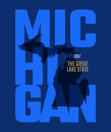 Michigan Typography Sherpa Blanket
