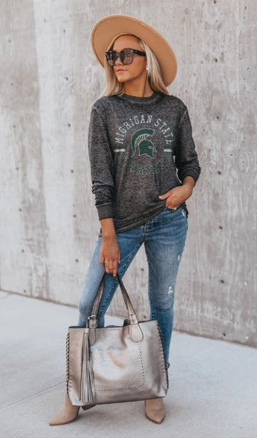 Michigan State Spartans "Vintage Days" Acid Wash Long Sleeve Tee