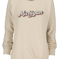 Retro Michigan Ladies Pullover Crew