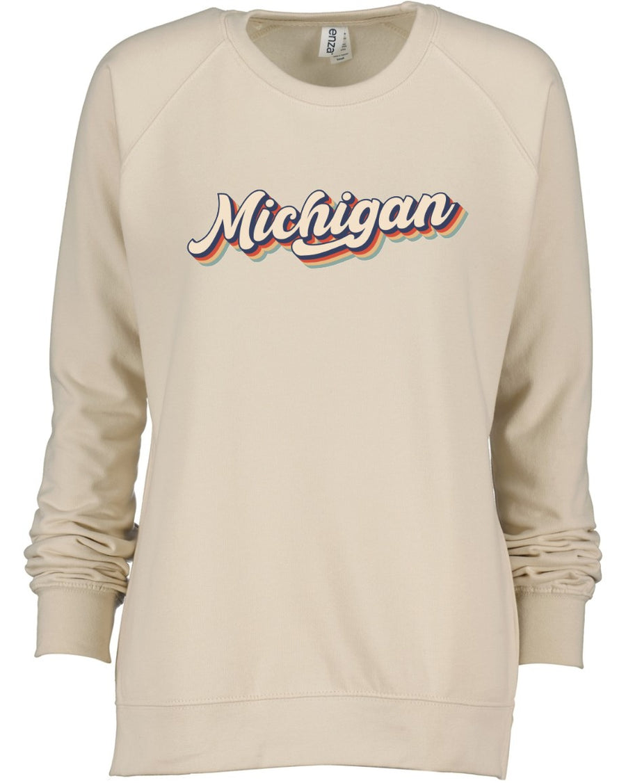 Retro Michigan Ladies Pullover Crew