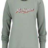 Retro Michigan Ladies Pullover Crew