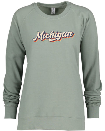 Retro Michigan Ladies Pullover Crew