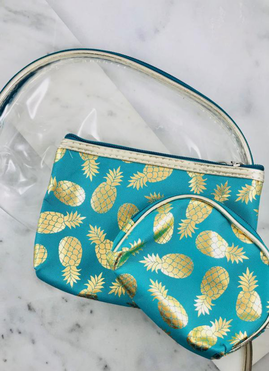 Pineapple Cosmetic Pouch - set of 3