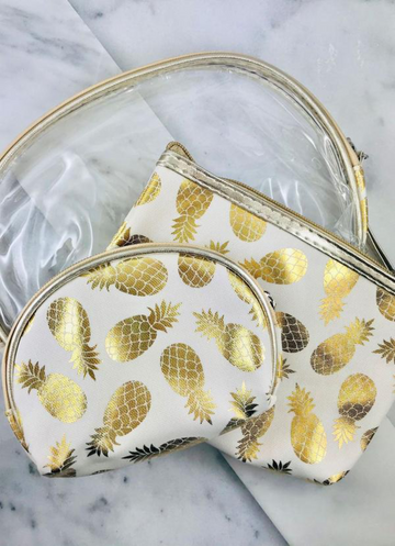 Pineapple Cosmetic Pouch - set of 3